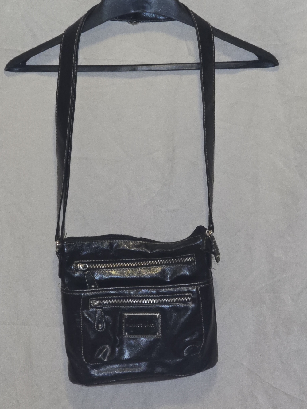 (2 For $30) Franco Sarto Black Crossbody Bag with Zip Pockets